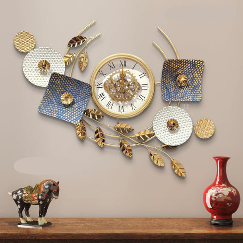 Semi Circle with leaf metal wall clock imported